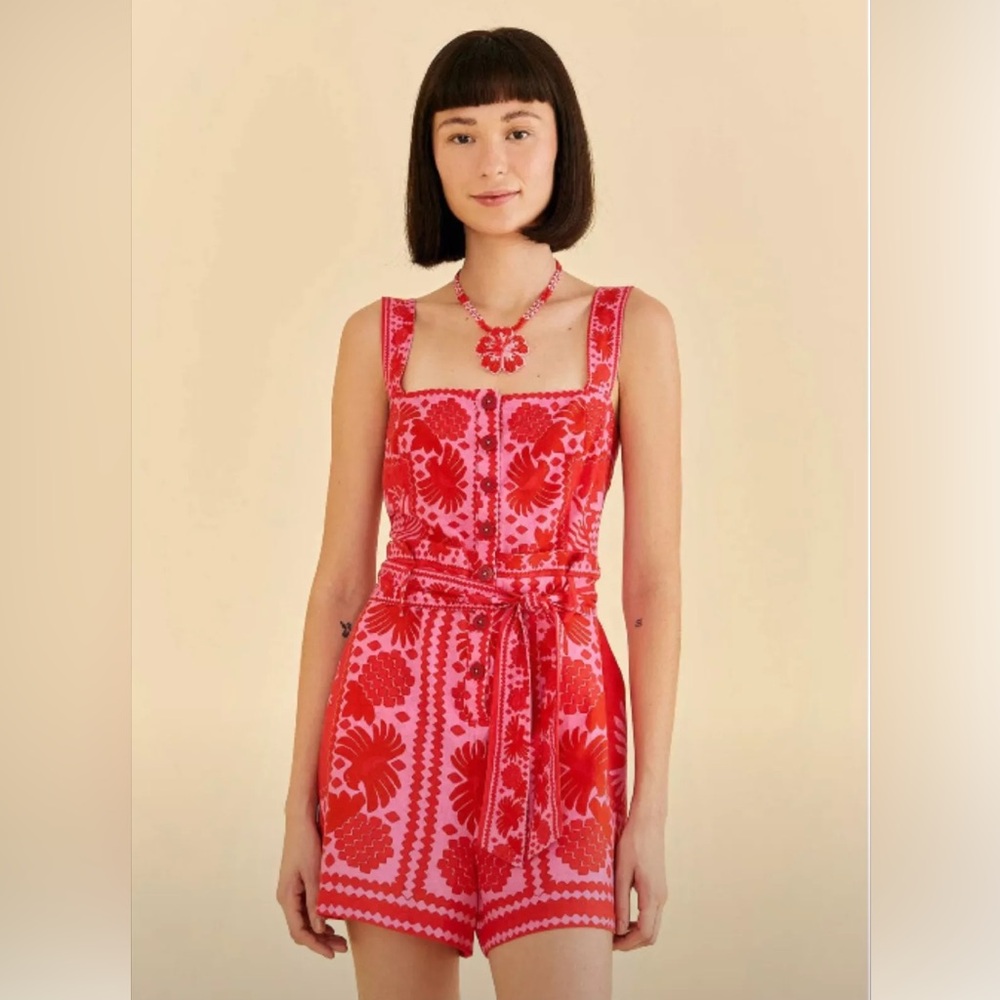 FARM Rio Jungle Scarf Red Romper